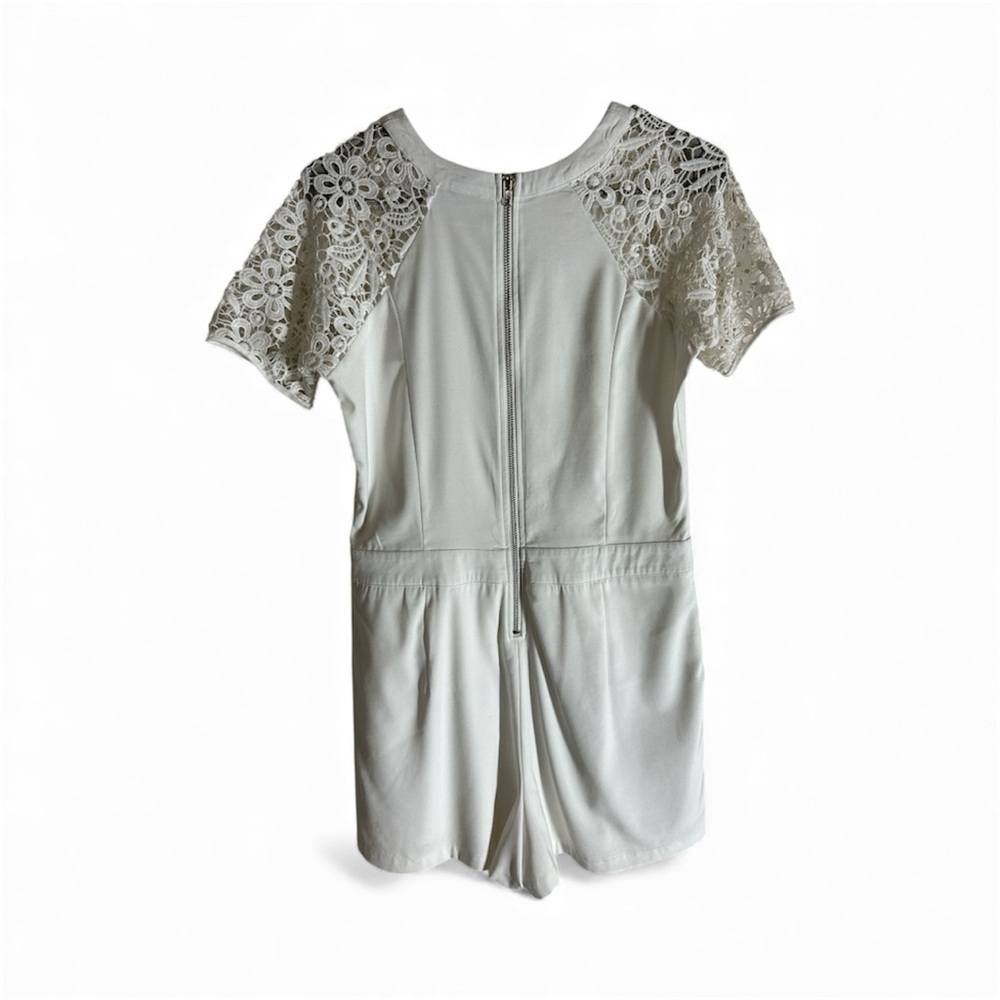 White Lace Short Sleeve Romper - Picture 5 of 8